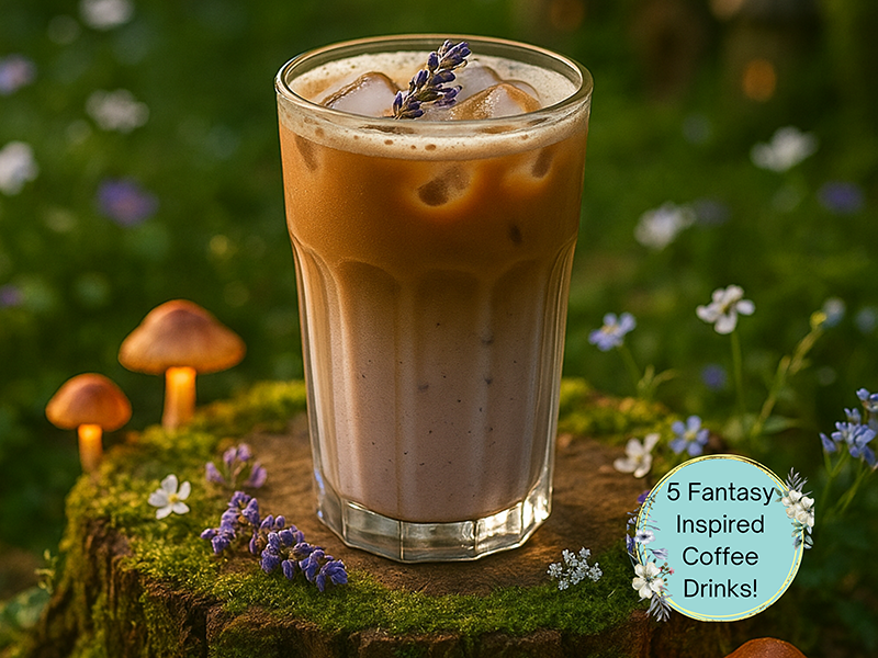 Featured image showing 5 Iced Fantasy-Inspired Coffee Drinks for Summer | A Bug & A Bean