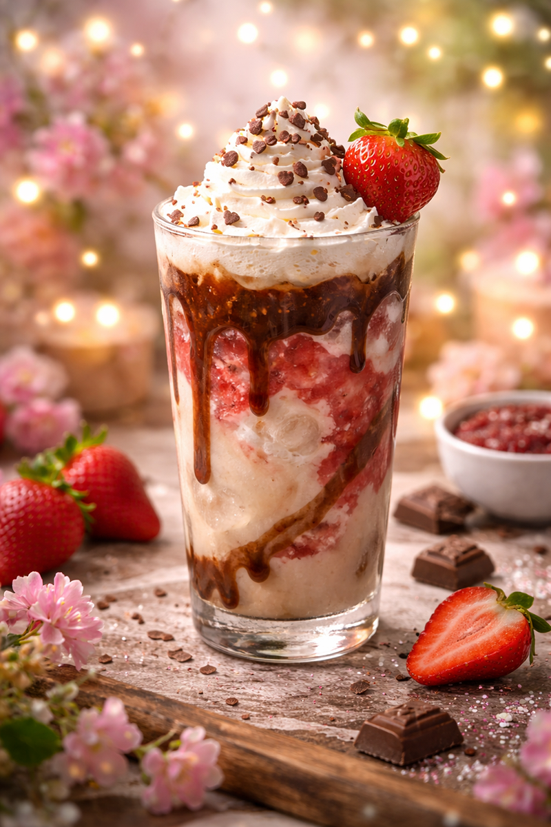 Image of a chocolate covered strawberry fairy dirty soda